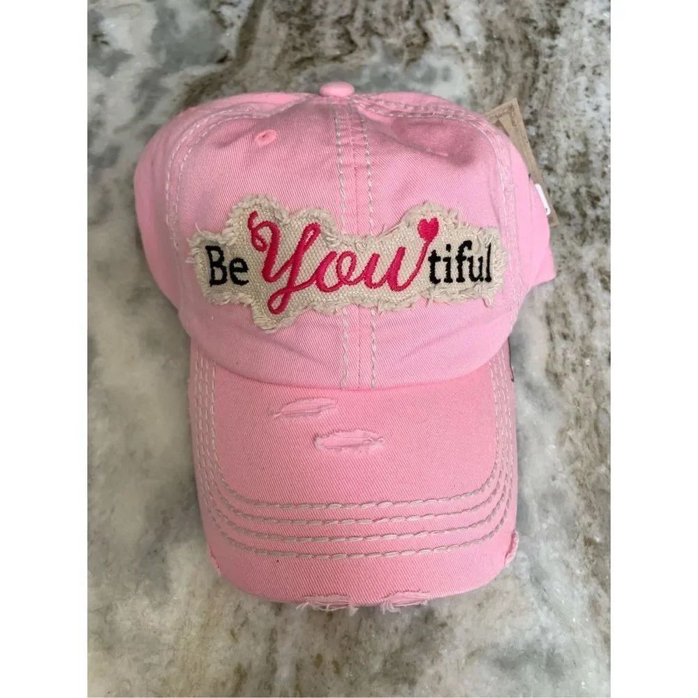 Pink Baseball Cap Distressed Monogrammed BeYoutiful #mom #mothers day